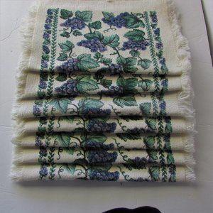 Bundle of Seven Place Mats Grapes and Vines